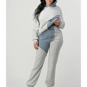 Denim Insert Sweatsuit